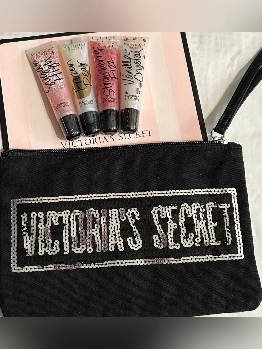 Victoria's Secret Sequin Wristlet with 4 VS Glosses
